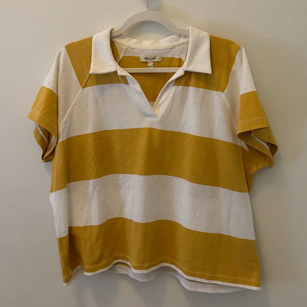 Madewell Boxy Polo Tee in Lefferts Stripe